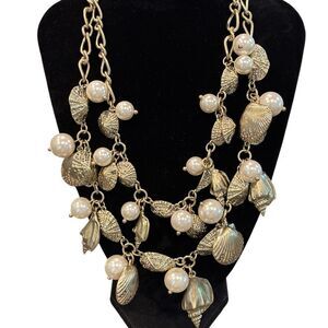 Gold and Pearl Shell Necklace